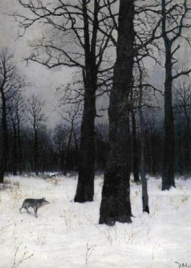 И. Левитан. Зимой в лесу. Волк. Описание картины в стихах