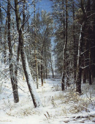 И. Шишкин. Зима в лесу. Иней. Описание картины в стихах